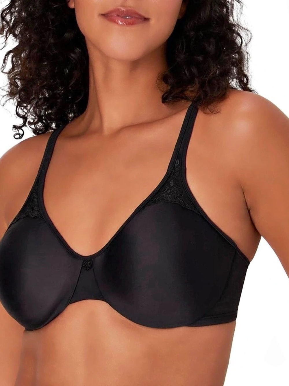 NWT Bali Black Satin Tracings Minimizer Underwire Bra Black 34C $54 MSRP